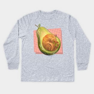 Avocado Cat Kids Long Sleeve T-Shirt